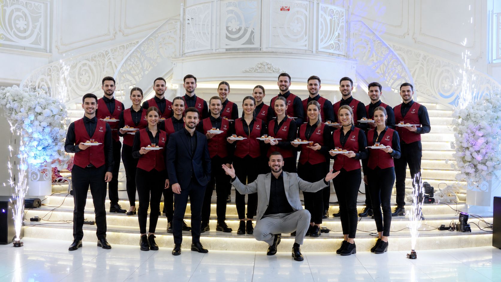 Équipe de service en tenue